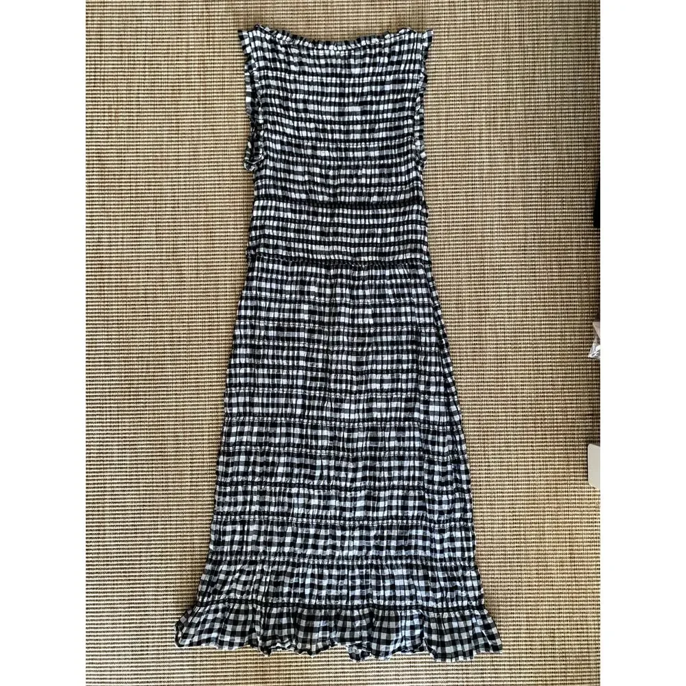Doen Rosella Cotton Smocked Sleeveless Midi Dress Noir Greta Gingham Black - Picture 12 of 16